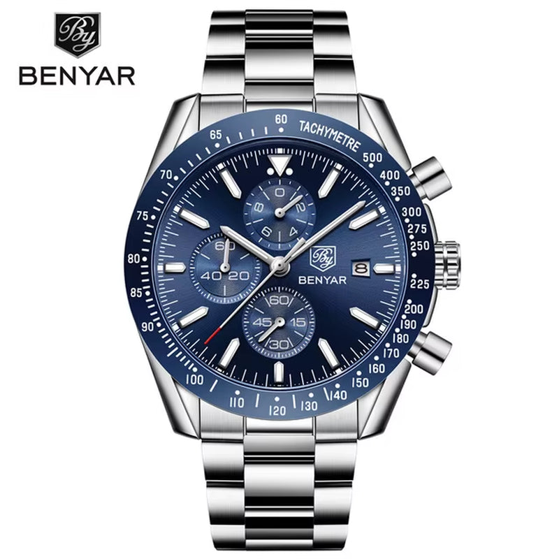 "5140 BENYAR Luxury Men's Watch ⌚ | Quartz Movement | Waterproof 💧 | Sports & Business Style – Relogio Masculino"