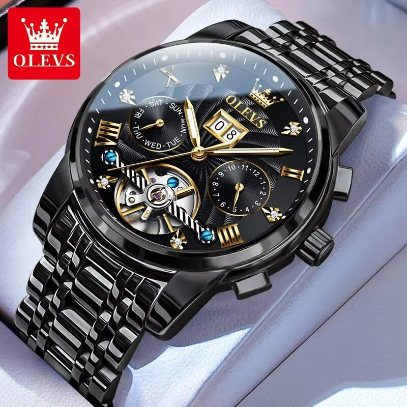 Title: 9910 Men's Luxury Skeleton Tourbillon Automatic Mechanical Stainless Steel Wristwatch ⌚✨