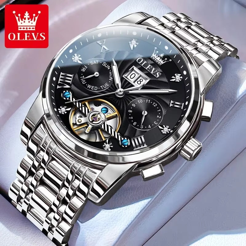 Title: 9910 Men's Luxury Skeleton Tourbillon Automatic Mechanical Stainless Steel Wristwatch ⌚✨