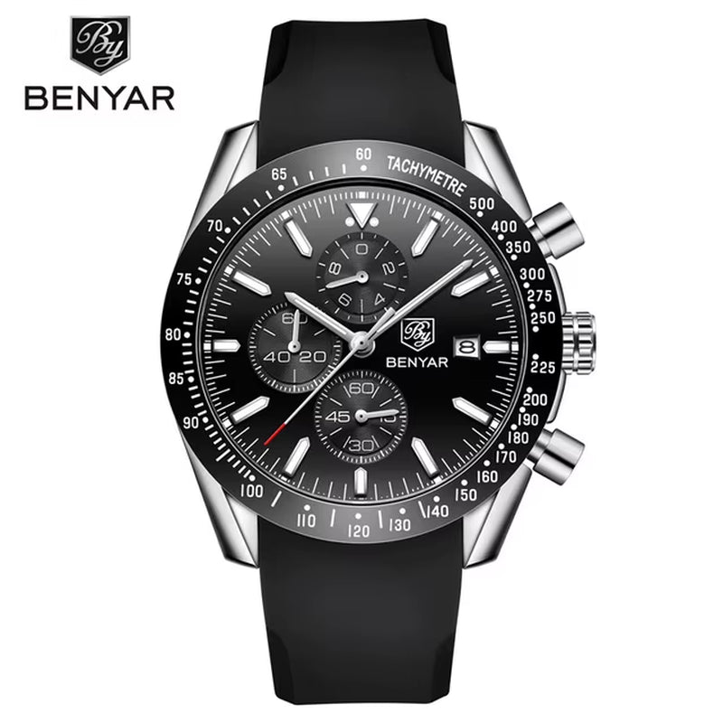 "5140 BENYAR Luxury Men's Watch ⌚ | Quartz Movement | Waterproof 💧 | Sports & Business Style – Relogio Masculino"