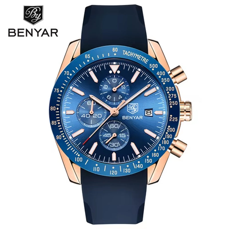 "5140 BENYAR Luxury Men's Watch ⌚ | Quartz Movement | Waterproof 💧 | Sports & Business Style – Relogio Masculino"