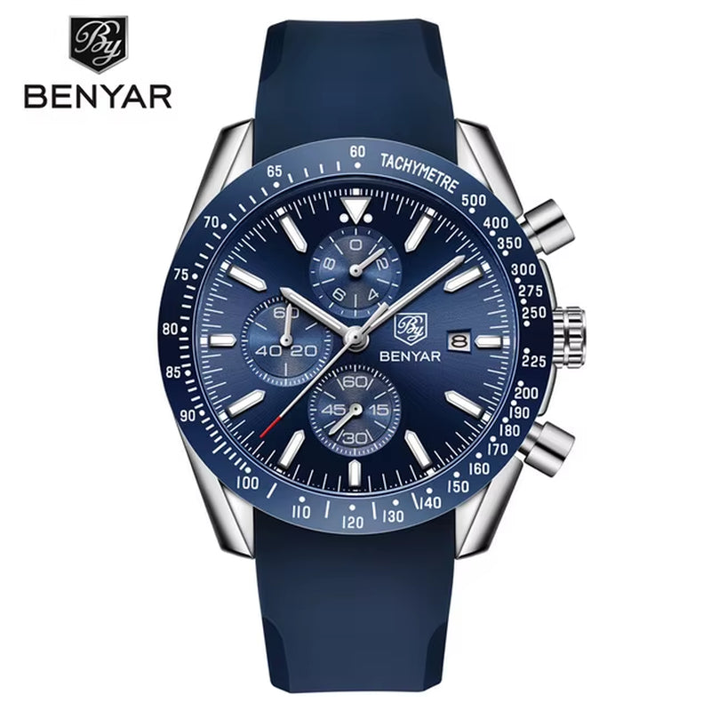 "5140 BENYAR Luxury Men's Watch ⌚ | Quartz Movement | Waterproof 💧 | Sports & Business Style – Relogio Masculino"