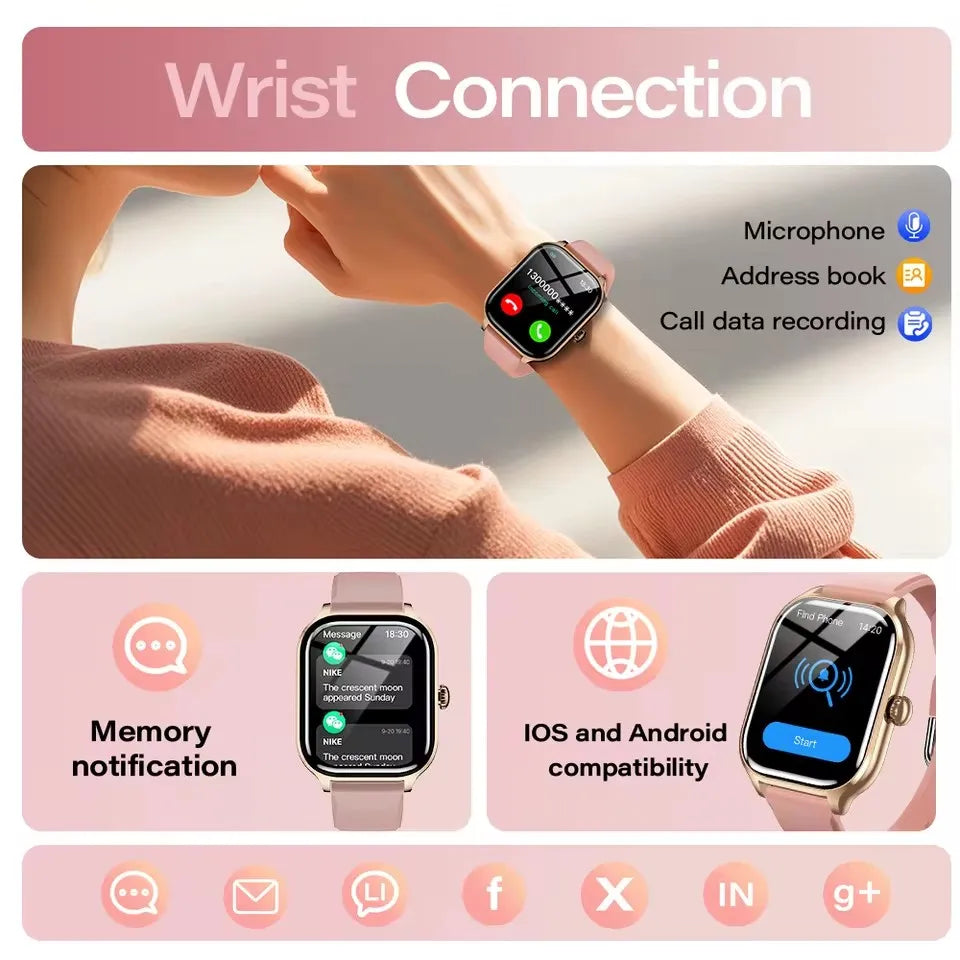 🌟🔊 Smartwatch: Voice Calls, 24Hr Health Monitor & 100+ Sports Modes | 2.01" Display 2025 📱💪