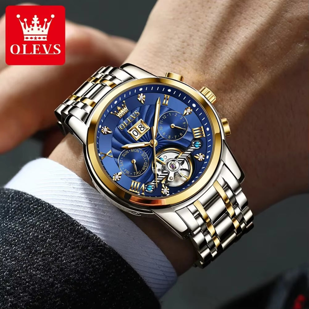 Title: 9910 Men's Luxury Skeleton Tourbillon Automatic Mechanical Stainless Steel Wristwatch ⌚✨