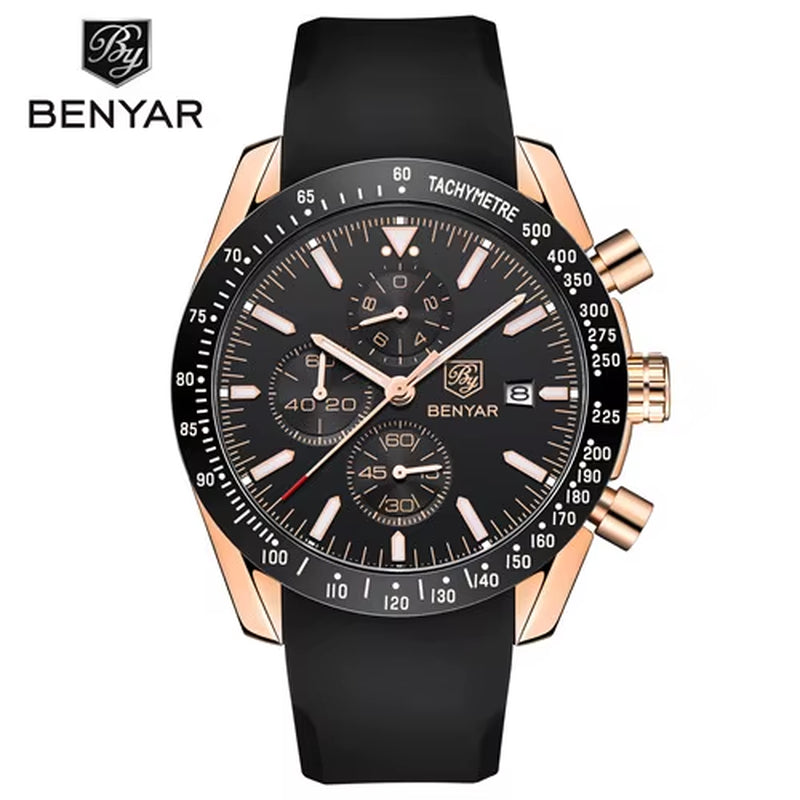 "5140 BENYAR Luxury Men's Watch ⌚ | Quartz Movement | Waterproof 💧 | Sports & Business Style – Relogio Masculino"