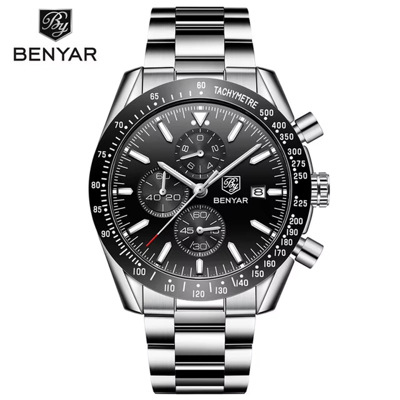 "5140 BENYAR Luxury Men's Watch ⌚ | Quartz Movement | Waterproof 💧 | Sports & Business Style – Relogio Masculino"